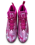 Julio Jones 10/23/16 Atlanta Falcons Game Worn Jet Jones Breast Cancer Awareness Cleats (ACC,Falcons COA)