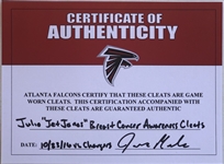 Julio Jones 10/23/16 Atlanta Falcons Game Worn Jet Jones Breast Cancer Awareness Cleats (ACC,Falcons COA)