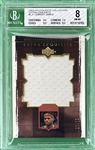 2003-04 UD Exquisite Collection Extra Exquisite #LJ LeBron James Game Used Jersey Rookie Card (#07/75) - BGS NM-MT 8