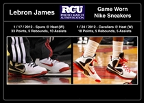 LeBron James 2011-12 Miami Heat Game Worn Nike Sneakers - Photo Matched to 2 Games! 1st NBA Title Season, 3rd MVP Season (RGU LOA)