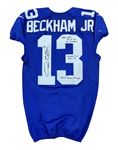 Odell Beckham Jr. 9/11/2016 New York Giants Game Worn, Signed & "9-11 Never Forget" Inscribed Road Jersey - Unwashed, Photo Matched (RGU LOA)