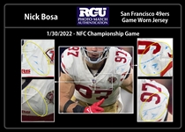 Nick Bosa 1/30/22 San Francisco 49ers Game Worn & Signed NFC Championship Game Jersey - Photo Matched to 2 Games! Unwashed (RGU, Athlete's Club Co)