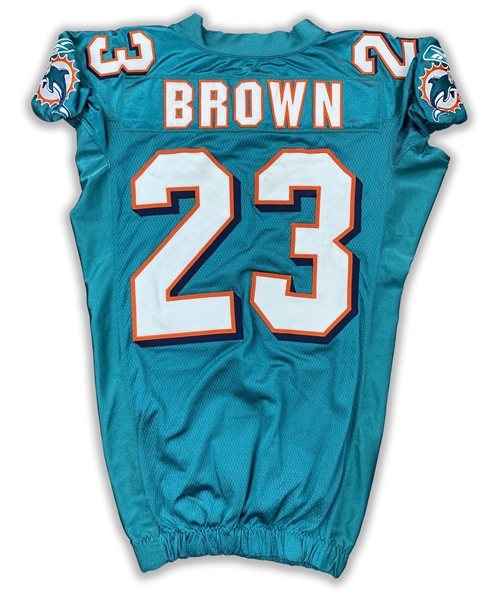 Ronnie Brown 2009 Miami Dolphins Game Worn Home Jersey - Dophins COA