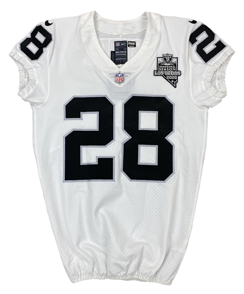 Josh Jacobs 12/6/2020 Las Vegas Raiders Signed Game Issued Home Jersey - Inaugural Season Patch (Athletes Club Co.)