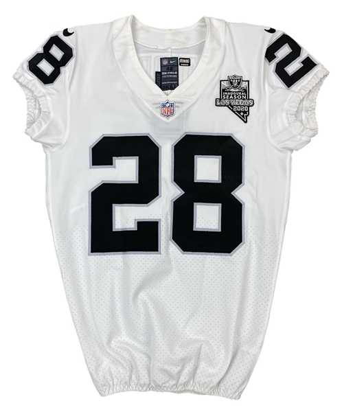 Josh Jacobs 12/6/2020 Las Vegas Raiders Signed Game Issued Home Jersey - Inaugural Season Patch (Athletes Club Co.)