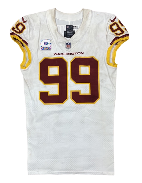 Chase Young 10/3/2021 Washington Redskins Game Worn Road Jersey- Photo Matched, Mental Health Awareness "C" Patch