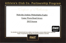 Malcolm Jenkins 2015 Philadelphia Eagles Signed Game Worn Road Jersey (Athlete's Club Co.)