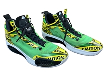 Luka Doncic 7/26/2020 Bubble Restart Pre-Season Game Worn Jordan XXXIV Caution Tape Sneakers (Athlete's Club Co.)