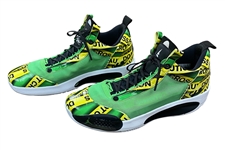 Luka Doncic 7/26/2020 Bubble Restart Pre-Season Game Worn Jordan XXXIV Caution Tape Sneakers (Athlete's Club Co.)