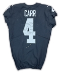 Derek Carr 1/9/2022 Las Vegas Raiders Signed Game Worn Home Jersey - Photo Matched, 2 Touchdowns (RGU & Athlete's Club Co.)