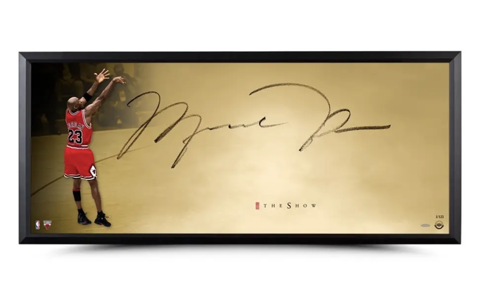 Michael Jordan Autographed/Signed The Show “Shot of Gold” UDA Jumbo Auto