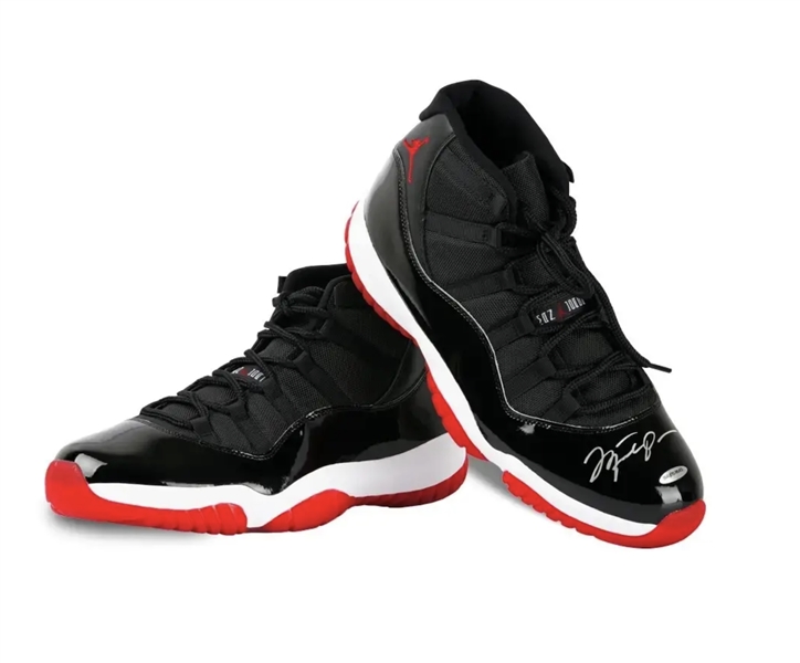Michael Jordan Autographed/Signed Nike Air Jordan XI 11 Retro Bred 2019 Shoes UDA Upper Deck