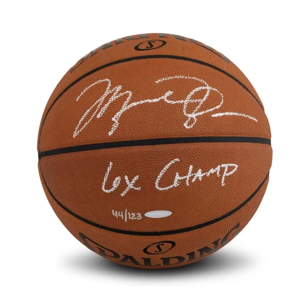 Michael Jordan Autographed/Signed & Inscribed “6x Champ” Official Spalding NBA Basketball UDA / Upper Deck LE 123