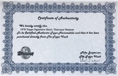 1970 Topps Vault Thurman Munson Signature/Auto Sheet – PSA Encapsulated 9 MINT 5 Autographs! Topps Vault COA - Rare Find