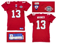 Kurt Warner 2004 NY Giants PHOTO MATCHED Game Worn Red Alternate Home Jersey