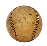 1934 Babe Ruth, Lou Gehrig & Others Multi-Signed Game-Used West Point Baseball Possible Babe Ruth Home Run (JSA & Incredible Letter Of Provenance)