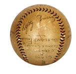 1934 Babe Ruth, Lou Gehrig & Others Multi-Signed Game-Used West Point Baseball Possible Babe Ruth Home Run (JSA & Incredible Letter Of Provenance)