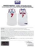 Carmelo Anthony 2012-13 New York Knicks Autographed Game Worn PHOTO MATCHED White Home Jersey - Hammered, Unwashed (RGU)