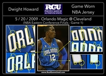Dwight Howard 2008-09 Orlando Magic PHOTO MATCHED Game Worn Road PLAYOFF Jersey - 09' EC Finals vs Cavs - 30 Pts 13 Rebs 2 Blks (RGU)