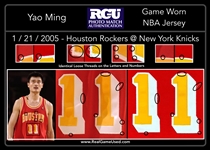 Yao Ming 2004-05 Houston Rockets Autographed PHOTO MATCHED Game Worn Hardwood Classic Road Jersey - Matched to 3 Games, Heavy Wear (RGU)