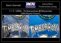 Kevin Garnett 2005-06 Minnesota Timberwolves PHOTO MATCHED Road Jersey, Extensive Wear, Team LOA  - 26 Pts 11 Rebs 2 Blks (RGU)