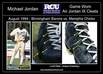 Michael Jordan 1994 Game Worn Air Jordan IX Cleats Photo Matched to Games with the Scottsdale Scorpions & Birmingham Barons (RGU Match LOA)