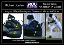Michael Jordan 1994 Game Worn Air Jordan IX Cleats Photo Matched to Games with the Scottsdale Scorpions & Birmingham Barons (RGU Match LOA)