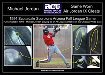 Michael Jordan 1994 Game Worn Air Jordan IX Cleats Photo Matched to Games with the Scottsdale Scorpions & Birmingham Barons (RGU Match LOA)