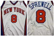 Latrell Sprewell 2000-01 New York Knicks Game Worn & Signed Home Jersey