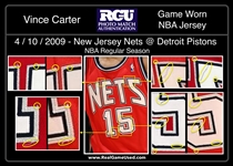 Vince Carter 2008-09 New Jersey Nets Photo Matched Game Worn & Signed Alternate Jersey - Matched to 8 Games, Season Long Wear (RGU Match LOA)