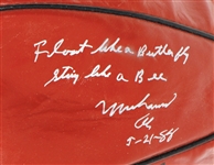 Muhammad Ali Signed & “Float Like a Butterfly, Sting Like a Bee'' Inscribed Speed Bag Only One Known! (JSA)