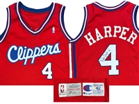 Ron Harper 1992-93 Los Angeles Clippers Game Worn & Signed Road Jersey