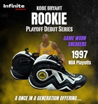Kobe Bryant 1997 Rookie Playoff Debut Series Game Worn & Dual Signed Adidas Sneakers - Apparent Photo Match, Jazz Staff Provenance