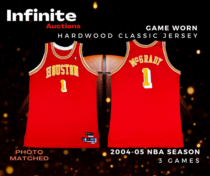 Tracy McGrady 2004-05 Houston Rockets PHOTO MATCHED Game Worn & Signed HWC Jersey - Matched to 3 Games! (RGU Match LOA)