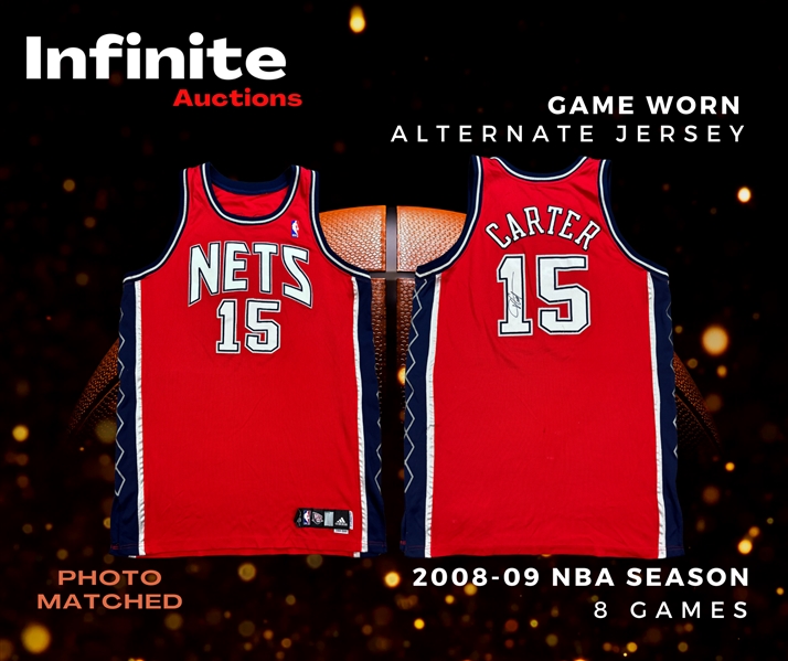 Vince Carter 2008-09 New Jersey Nets PHOTO MATCHED Game Worn & Signed Alternate Jersey - Matched to 8 Games, Season Long Wear (RGU Match LOA)