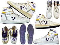 Magic Johnson 1988 NBA Playoffs/Finals Game Worn & 4X Signed Converse ERX-400 Sneakers (RGU Authenticated)
