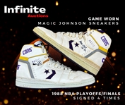 Magic Johnson 1988 NBA Playoffs/Finals Game Worn & 4X Signed Converse ERX-400 Sneakers (RGU Authenticated)