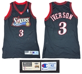 Allen Iverson 1997-98 Philadelphia 76ers Game Worn/Issued & Signed Road Jersey