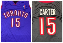 Vince Carter 2000-01 Toronto Raptors Game Worn Road Jersey & Shorts - Visible Wear Throughout