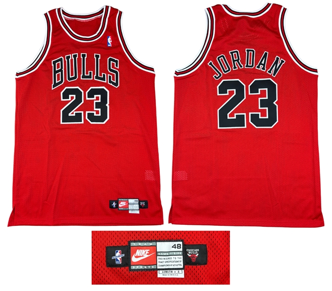 Michael Jordan 1997-98 Chicago Bulls Team Issued Road Red Game Jersey