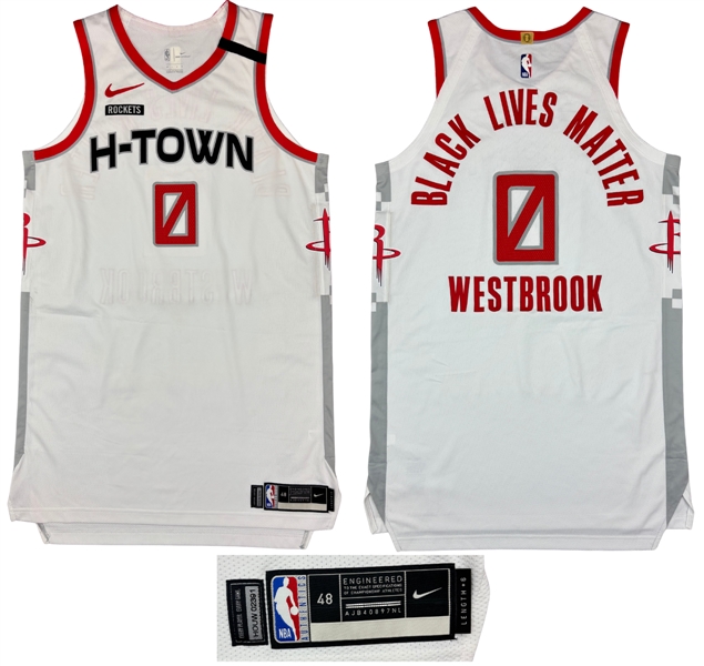 Russell Westbrook 2019-10 Houston Rockets Game Worn Home Jersey - Civil Injustice Message