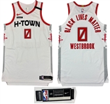 Russell Westbrook 2019-10 Houston Rockets Game Worn Home Jersey - Civil Injustice Message
