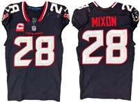 Joe Mixon 11/24/2024 Houston Texans Game Worn PHOTO MATCHED Home Jersey - Washed, Captains Patch Replaced by Team (RGU Match LOA)