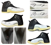 Michael Jordan 1997 NBA Playoffs Game Worn & Dual Signed Air Jordan XII Sneakers – Attributed to “Finger Wag Game” - MEARS Authentic