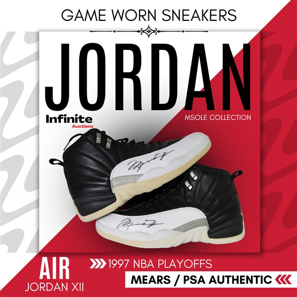Michael Jordan 1997 NBA Playoffs Game Worn & Dual Signed Air Jordan XII Sneakers – Attributed to “Finger Wag Game” - MEARS Authentic