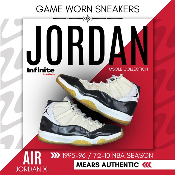 Michael Jordan 1995-96 Chicago Bulls Game Worn Air Jordan XI Sneakers "72-10 Season" - MEARS Authentic