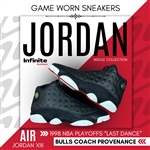 Michael Jordan 1998 NBA Playoffs Chicago Bulls Game Worn Air Jordan XIII Sneakers - Bulls Assistant Coach Family Provenance