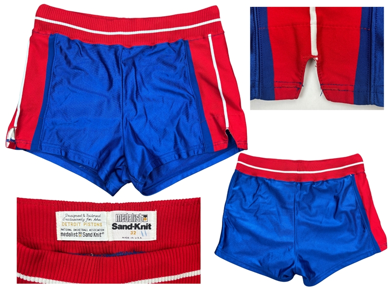 Isiah Thomas 1986 Detroit Pistons PHOTO MATCHED Game Worn Road Shorts (RGU Match LOA)