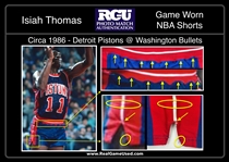 Isiah Thomas 1986 Detroit Pistons PHOTO MATCHED Game Worn Road Shorts (RGU Match LOA)