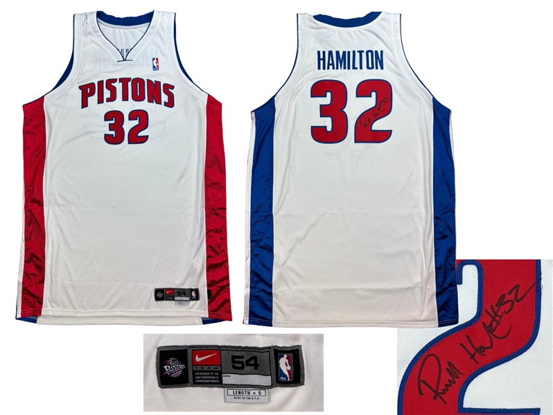 Richard Hamilton 2003-04 Detroit Pistons Game Worn & Signed Home Jersey - NBA Title Season